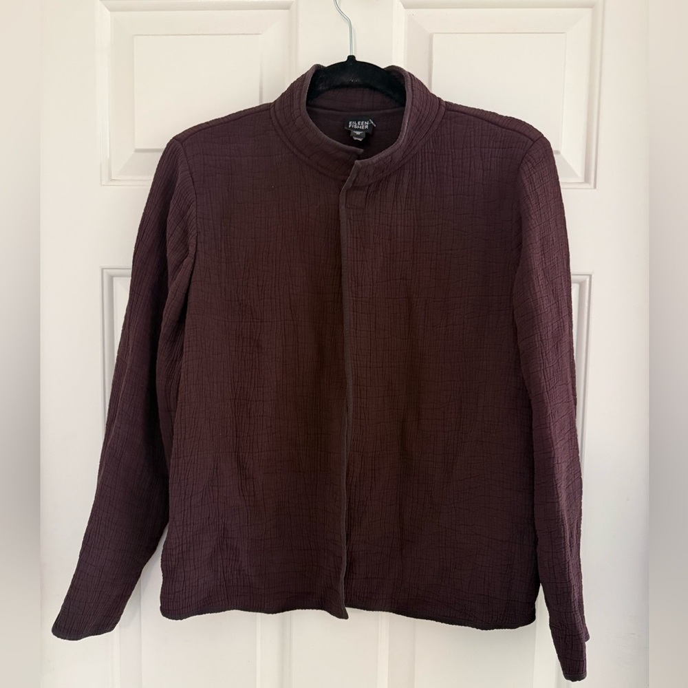 Eileen Fisher Textured Knit silk blend Open Front short Cardigan Jacket